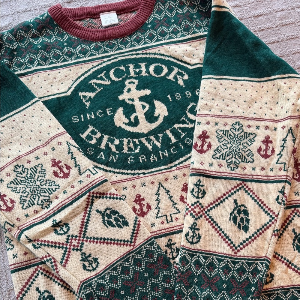 Anchor Brewing Christmas Sweater. Men's Large.  
"UGLY XMAS SWEATER